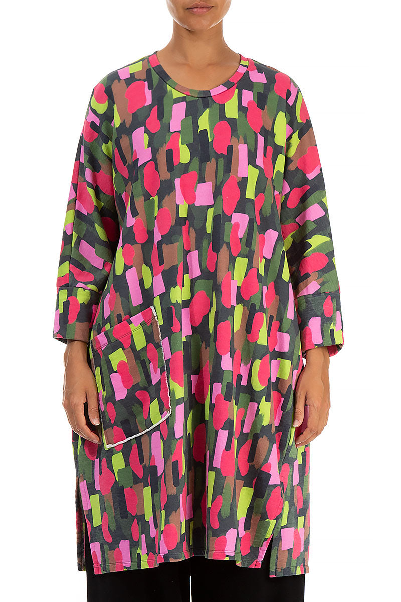 Single Pocket Paint Mosaic Cotton Tunic 1