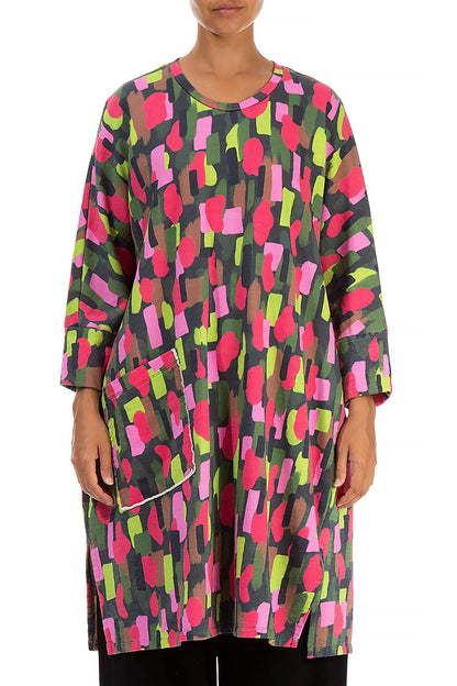 Single Pocket Paint Mosaic Cotton Tunic 1