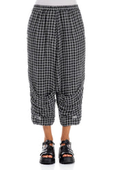 Six Pockets Grey Check Linen Trousers 1
