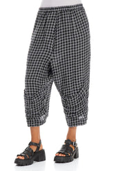 Six Pockets Grey Check Linen Trousers 3