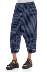 Six Pockets Blue Nova Check Linen Trousers 3