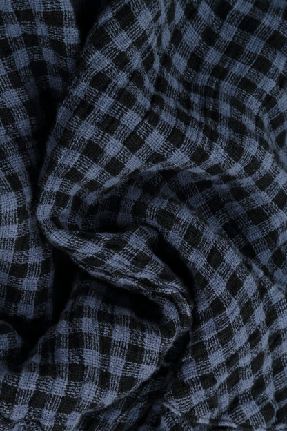 Six Pockets Blue Nova Check Linen Trousers 4