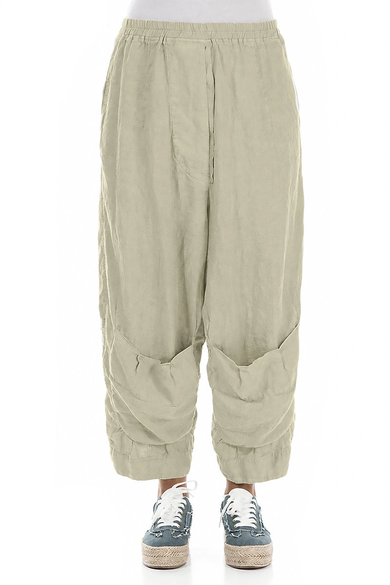 Six Pockets Laurel Green Linen Trousers 1