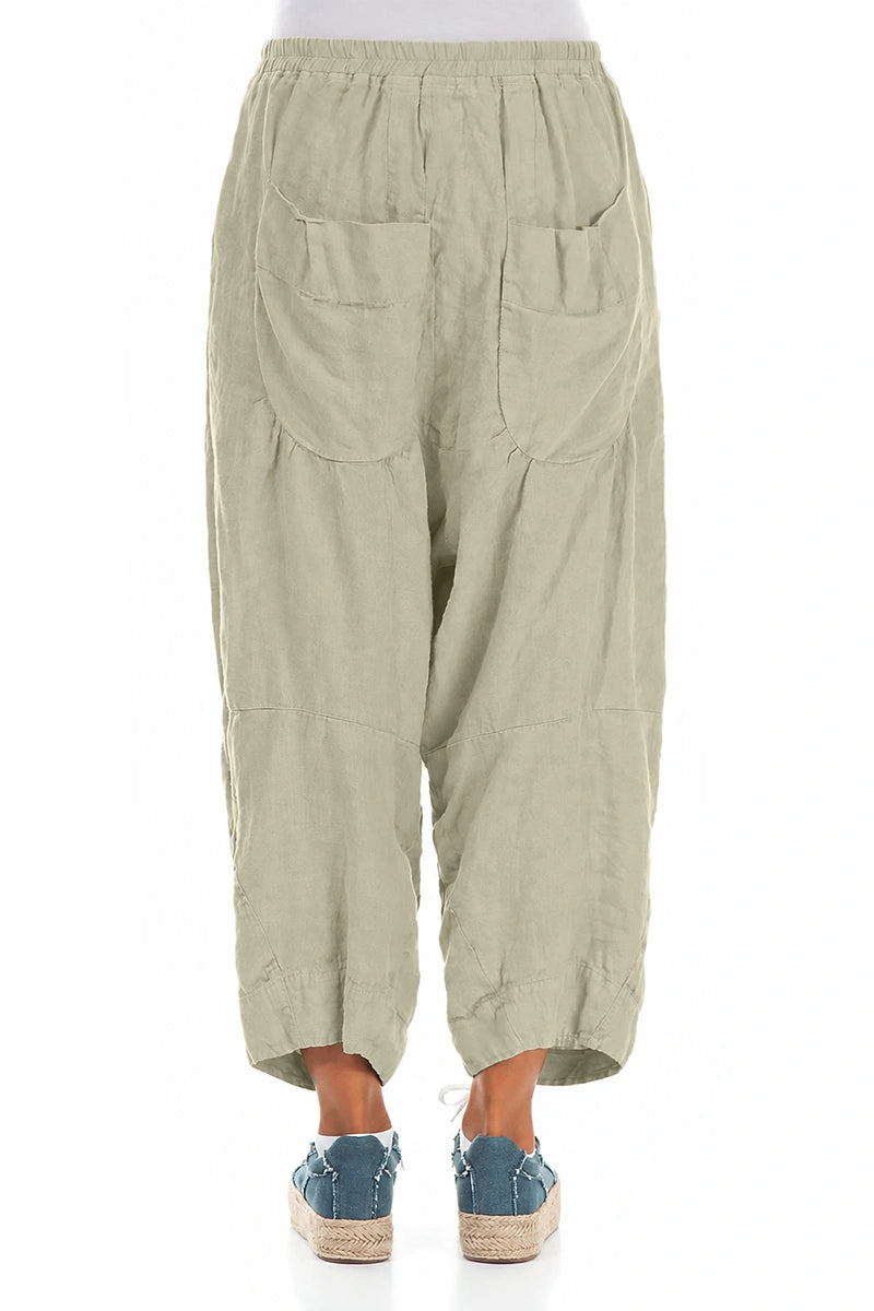 Six Pockets Laurel Green Linen Trousers 2