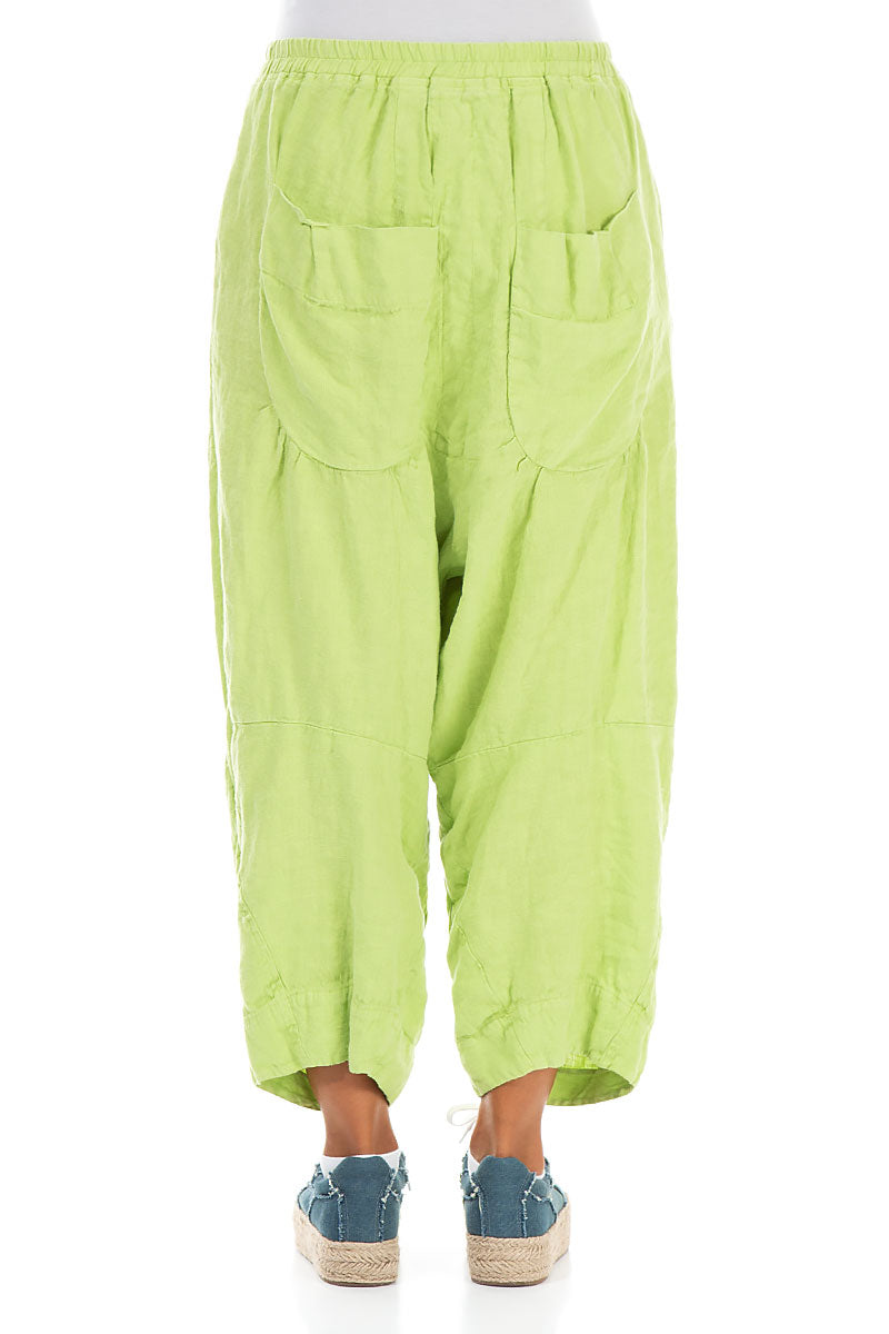 Six Pockets Lime Linen Trousers 2