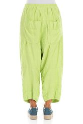 Six Pockets Lime Linen Trousers 2