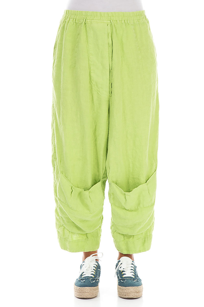 Six Pockets Lime Linen Trousers 1