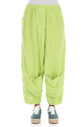 Six Pockets Lime Linen Trousers 1