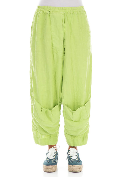 Six Pockets Lime Linen Trousers 1