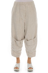 Six Pockets Natural Linen Trousers 1