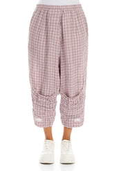 Six Pockets Pink Check Linen Trousers 1