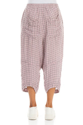Six Pockets Pink Check Linen Trousers 2