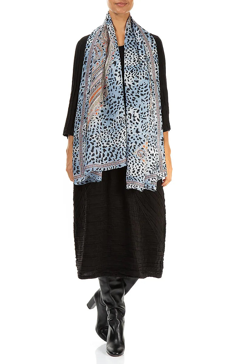 Sky Brushstroke Silk Scarf