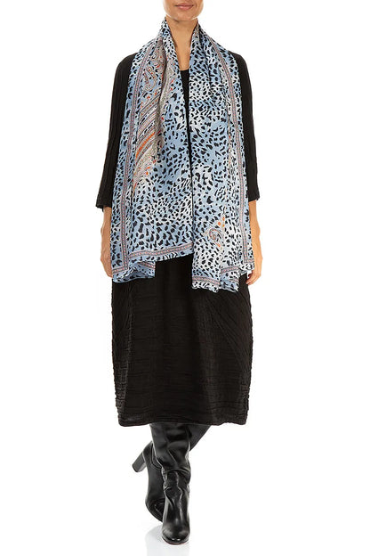 Sky Brushstroke Silk Scarf