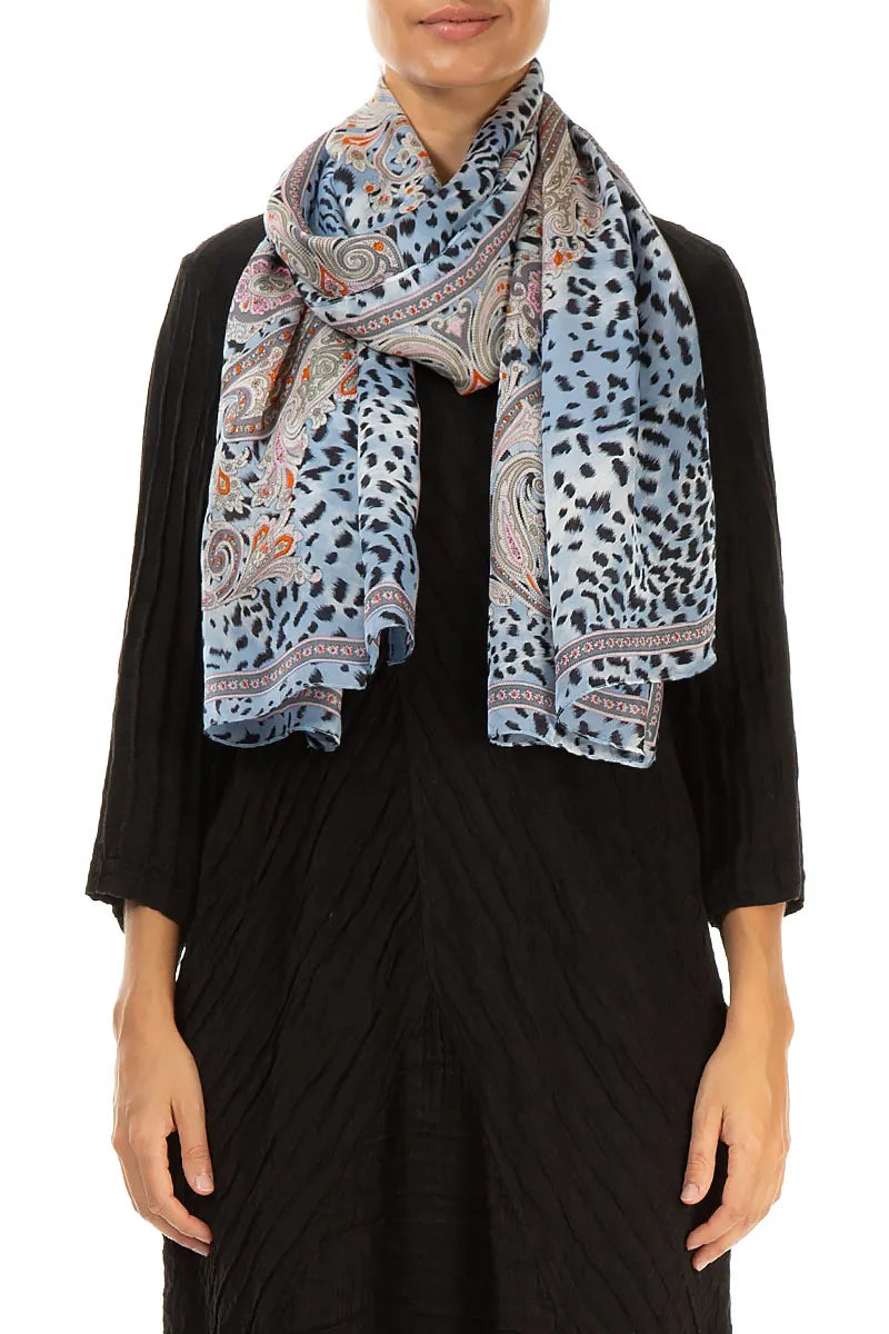 Sky Brushstroke Silk Scarf