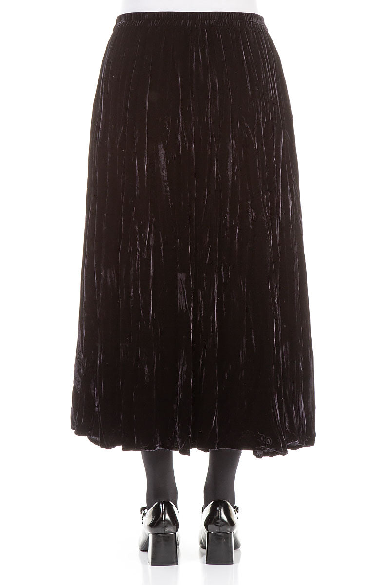 Slate Blue Crumpled Silk Velvet Skirt