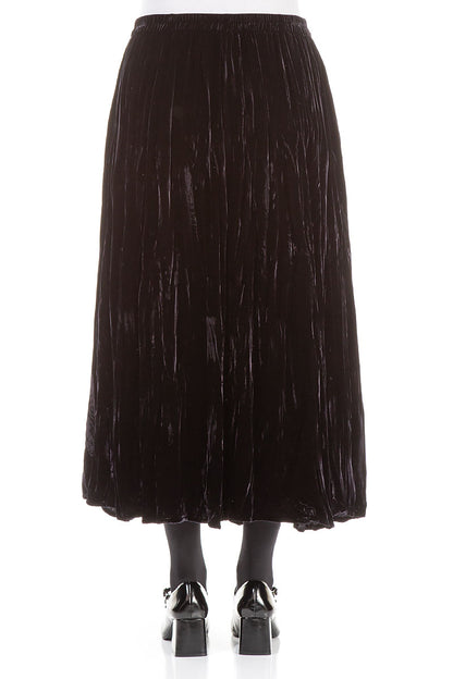 Schieferblauer, geknitterter Seidensamtrock