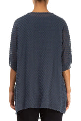 Slate Blue Dotty Silk Blouse 2