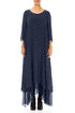 Slate Blue Dotty Silk Maxi Dress 1