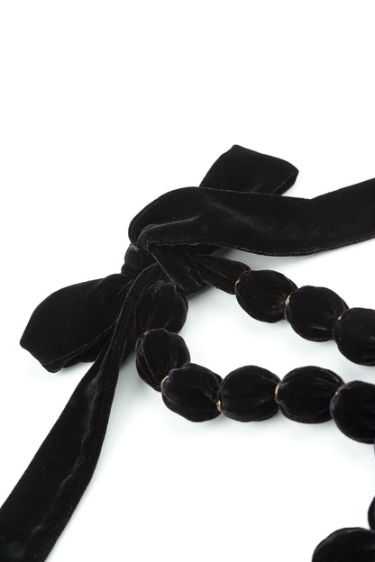 Slate Blue Silk Velvet Bead Necklace 5