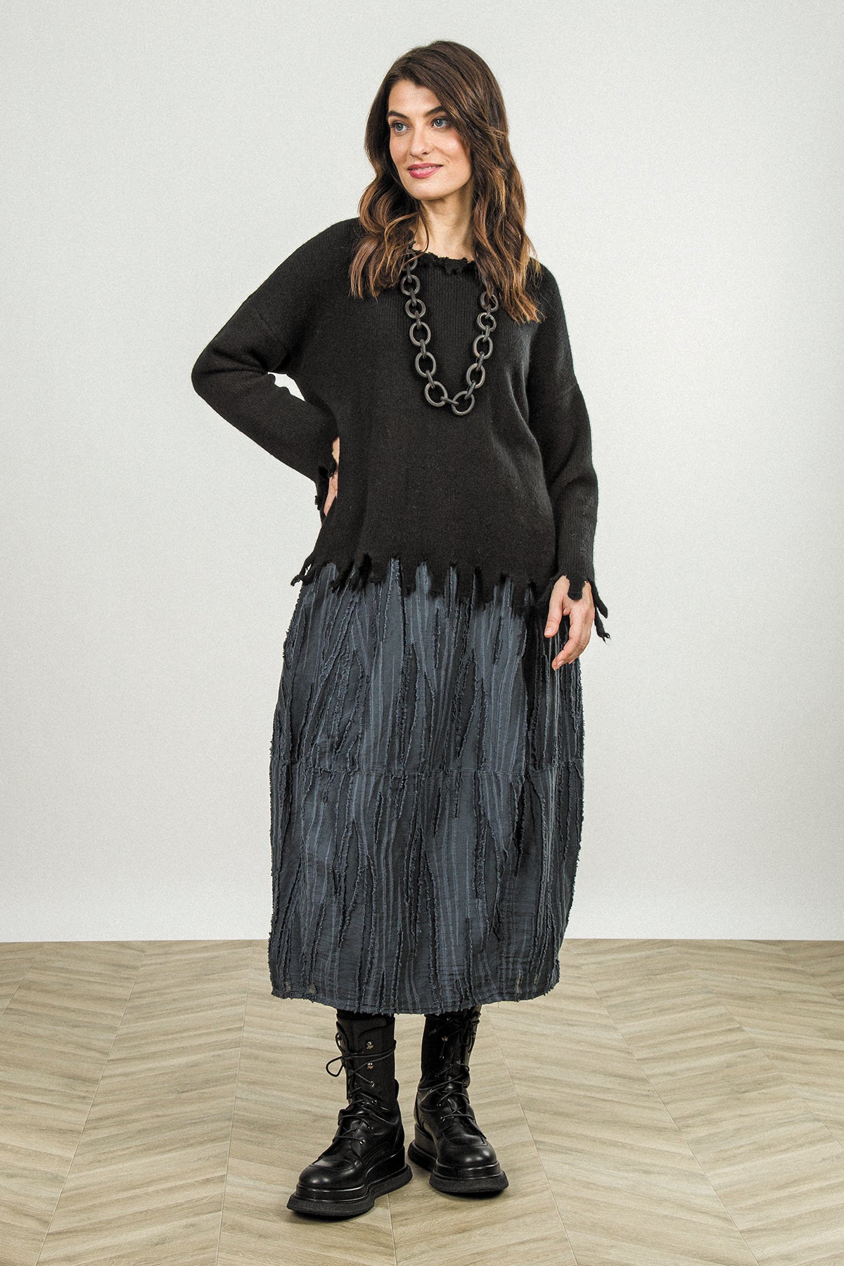 Slate Fray Weave Skirt