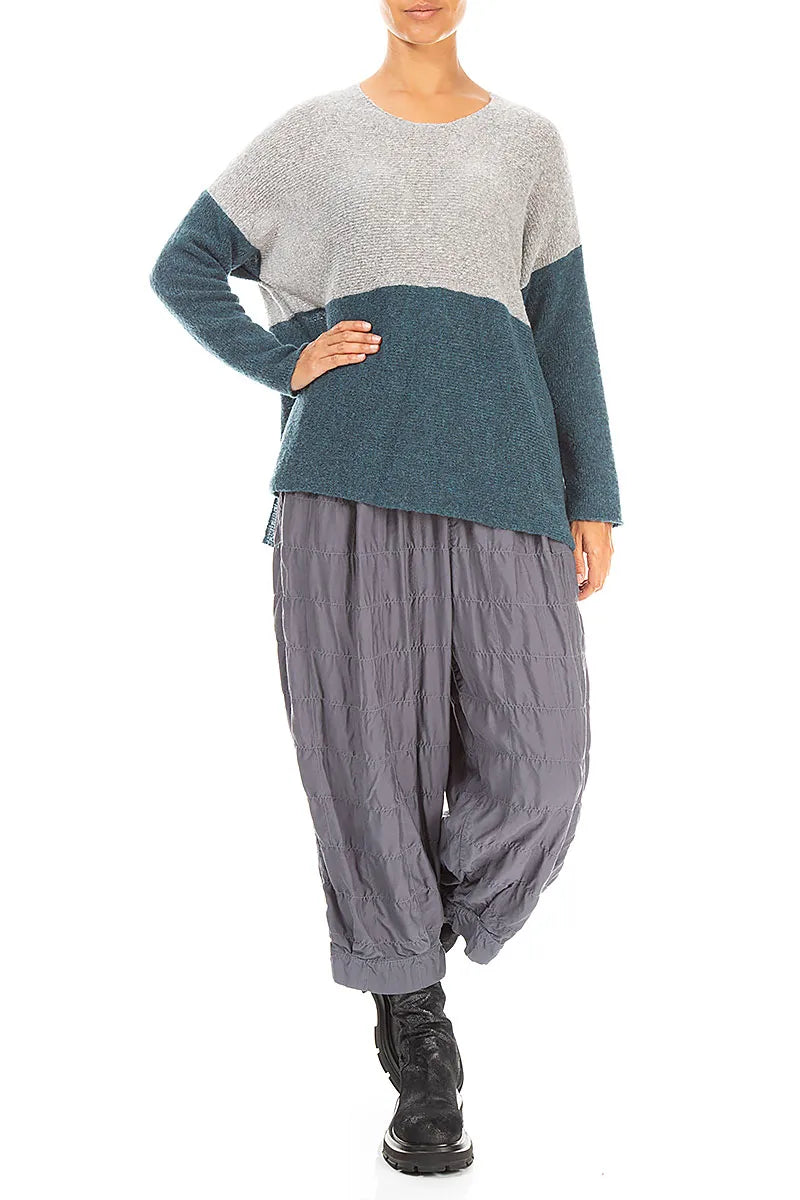Slate Pleated Silk Bamboo Trousers 4