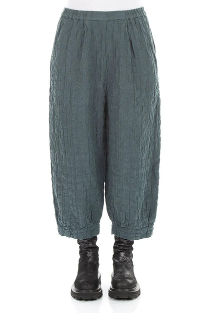 Slate Pleated Silk Linen Trousers 1