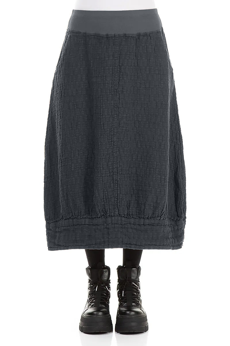 Slate Textured Linen Midi Skirt 1