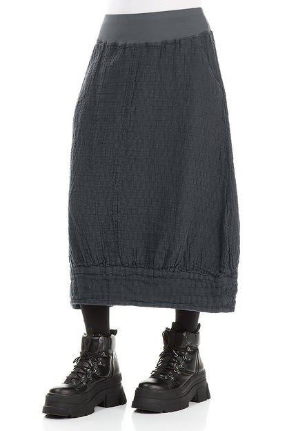 Slate Textured Linen Midi Skirt