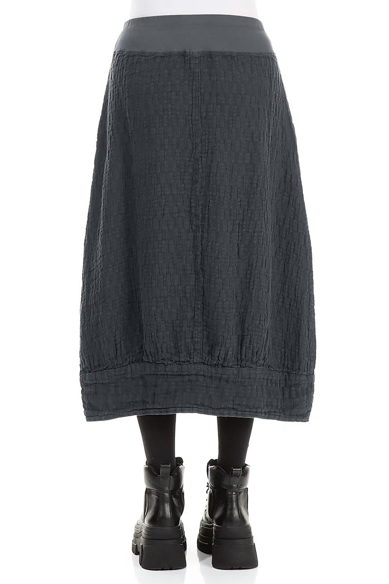Slate Textured Linen Midi Skirt