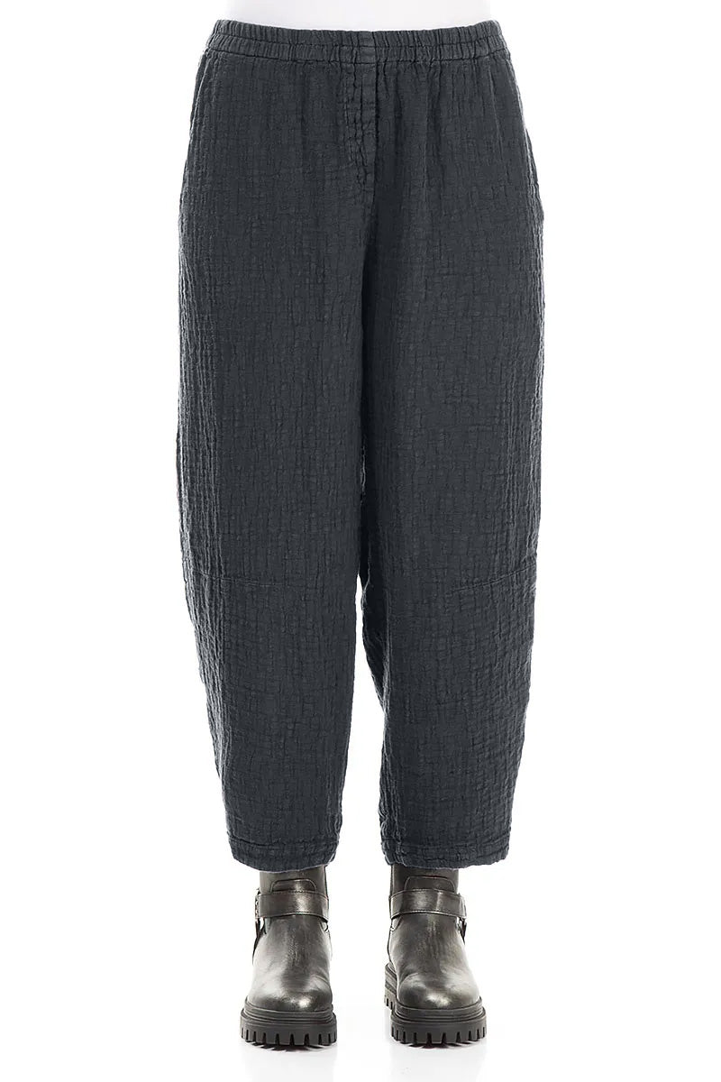 Slate Textured Linen Trousers 1