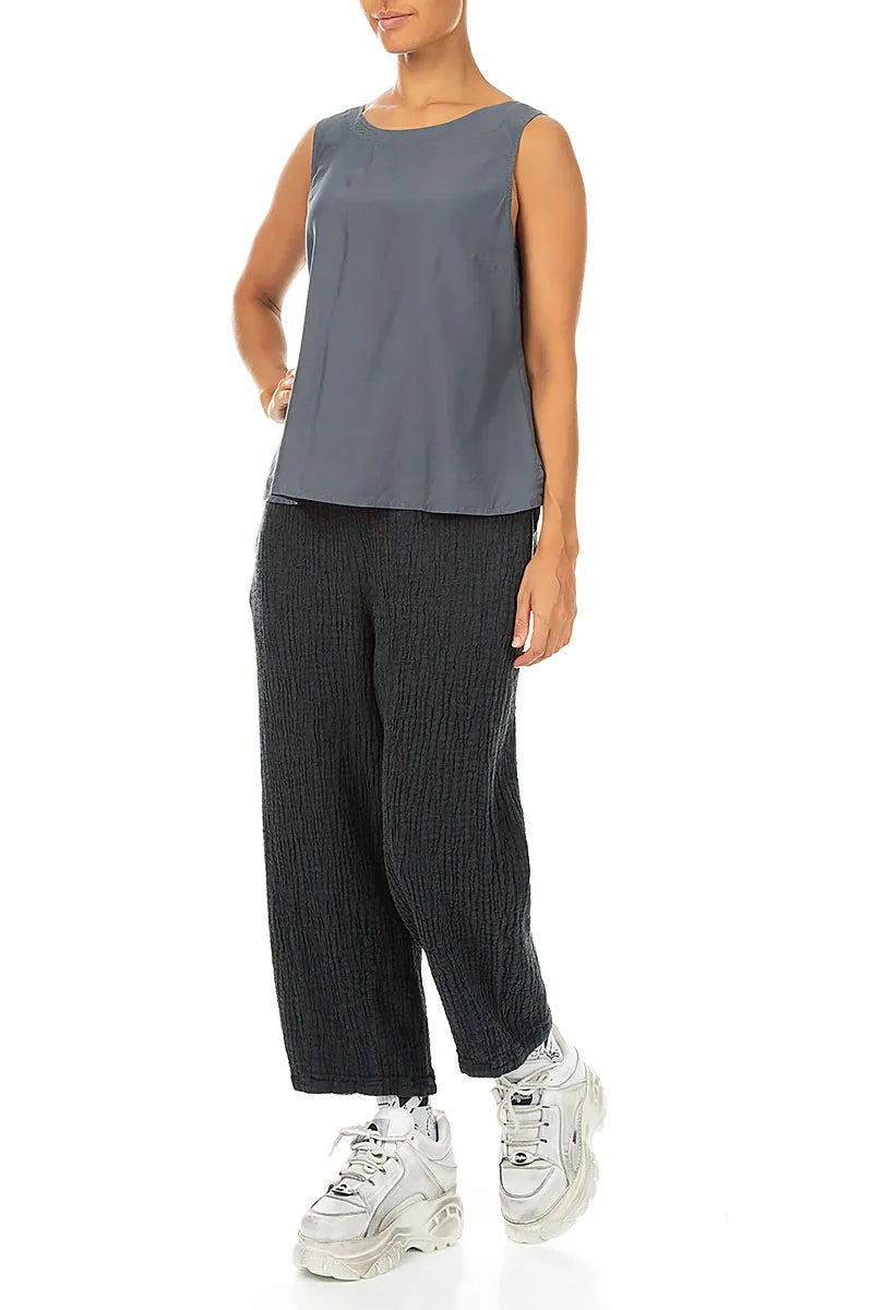 Slate Textured Linen Trousers 4