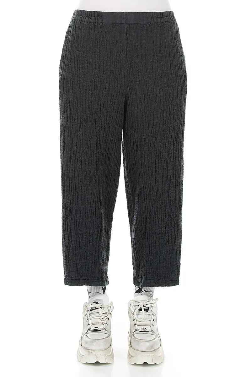 Slate Textured Linen Trousers 1