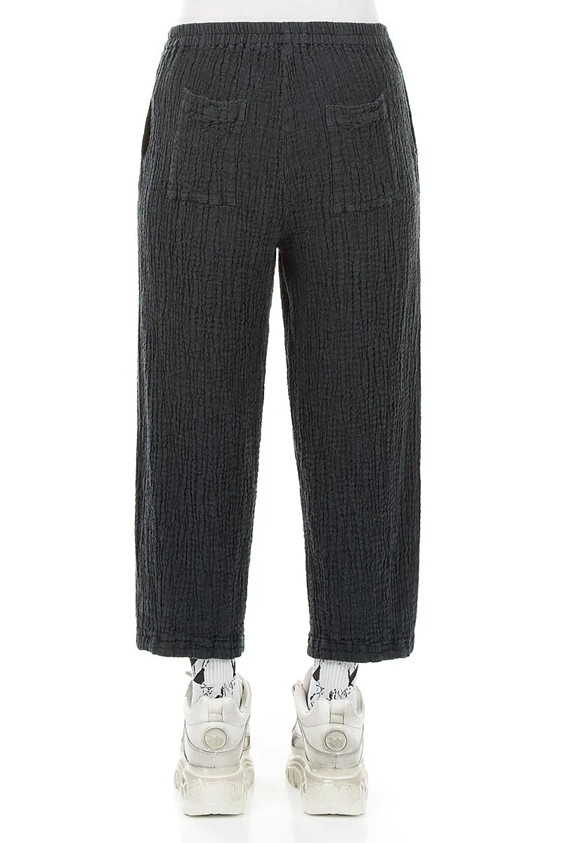 Slate Textured Linen Trousers 2