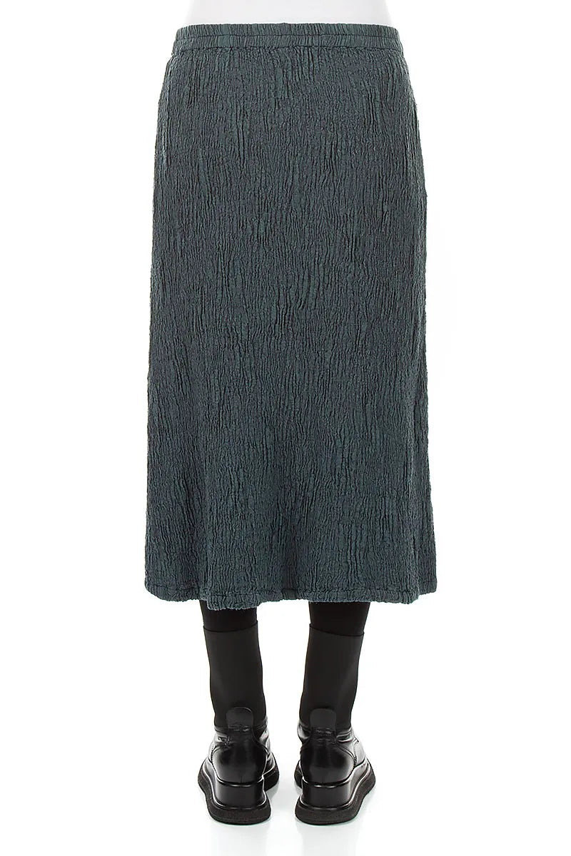 Slate Textured Silk Linen Pencil Skirt 2