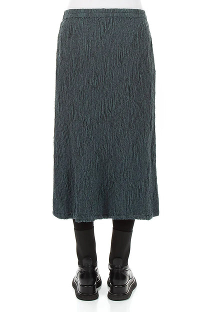 Slate Textured Silk Linen Pencil Skirt