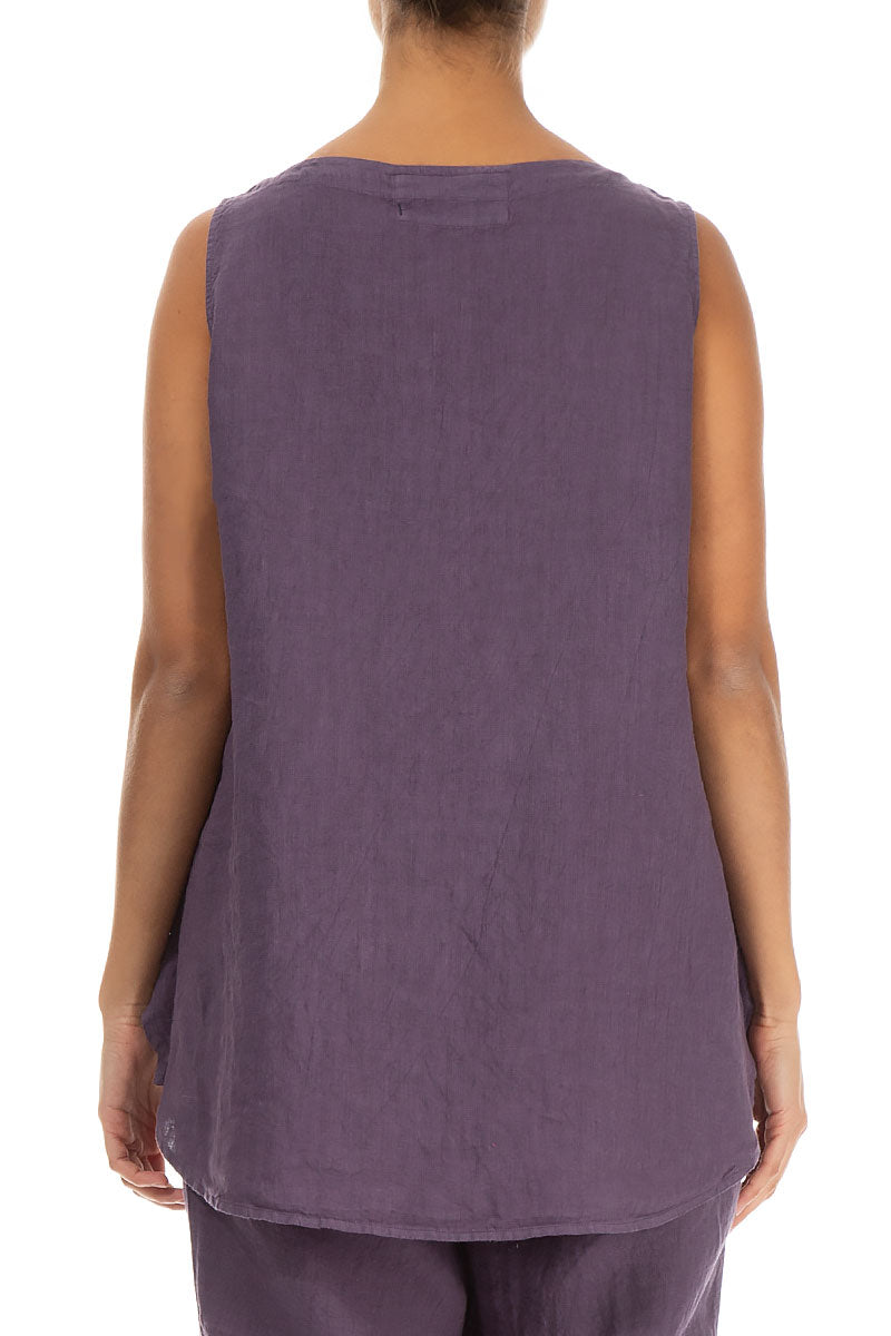 Ärmelloses Leinentop in Amethyst