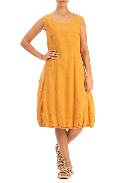 Sleeveless Balloon Amber Linen Dress 4