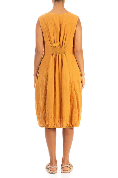 Sleeveless Balloon Amber Linen Dress 2