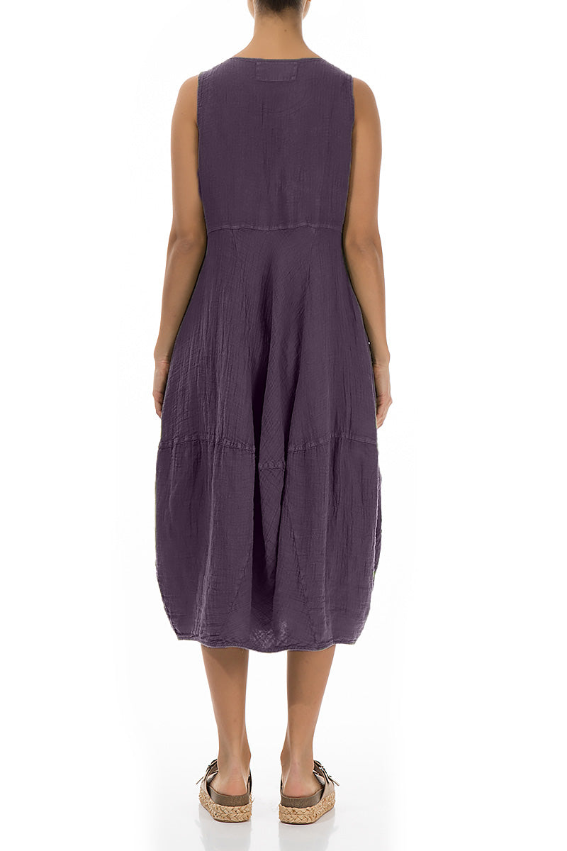 Ärmelloses Ballonkleid aus Leinen in Amethyst