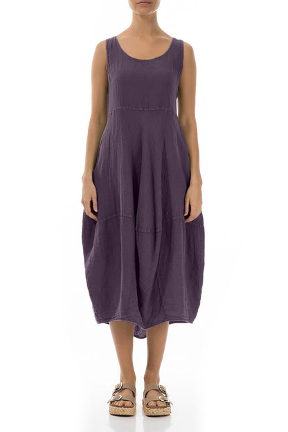 Ärmelloses Ballonkleid aus Leinen in Amethyst