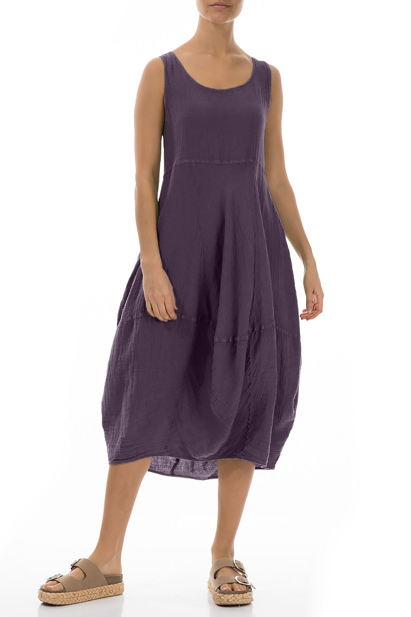 Ärmelloses Ballonkleid aus Leinen in Amethyst