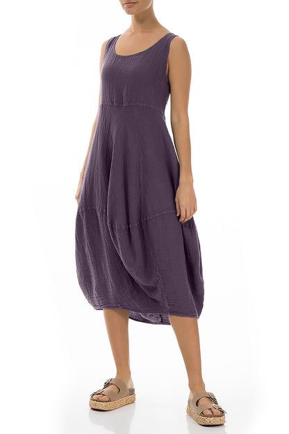 Ärmelloses Ballonkleid aus Leinen in Amethyst