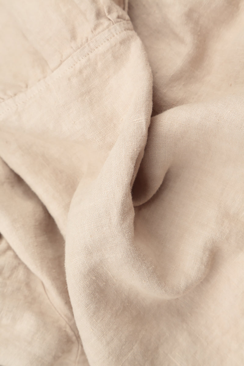 Sleeveless Balloon Beige Linen Dress 5