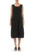 Sleeveless Balloon Crinkled Black Silk Dress 1