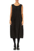 Sleeveless Balloon Crinkled Black Silk Dress 1