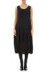 Sleeveless Balloon Crinkled Black Silk Linen Dress 1