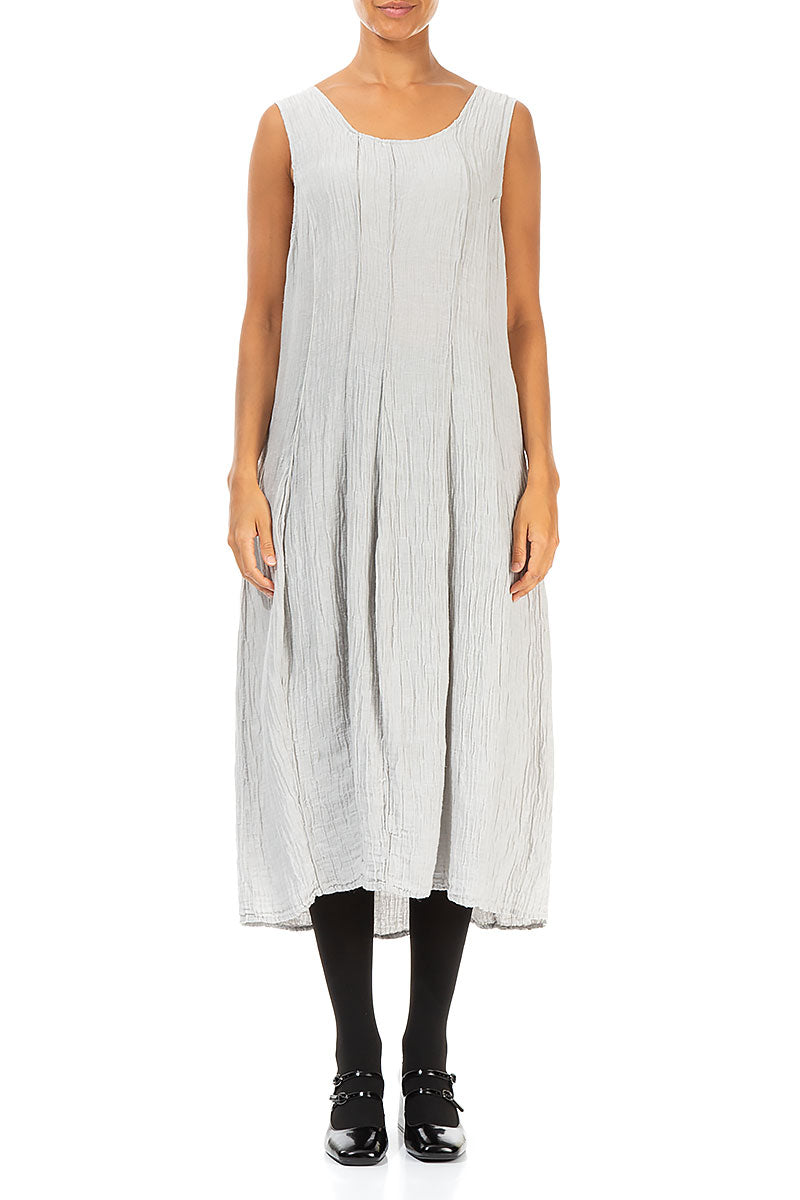 Sleeveless Balloon Crinkled Cool Taupe Silk Dress 1