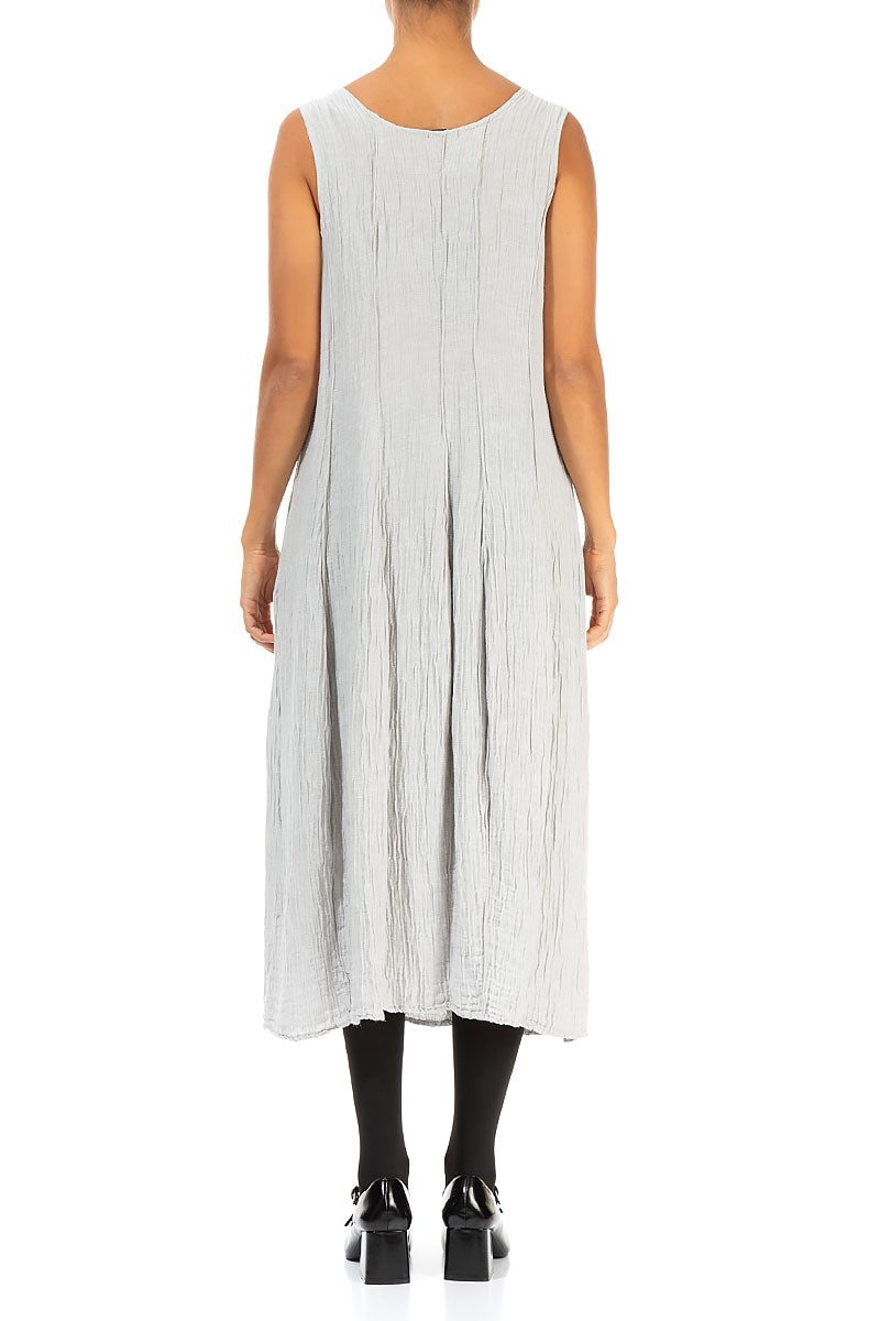 Sleeveless Balloon Crinkled Cool Taupe Silk Dress 2