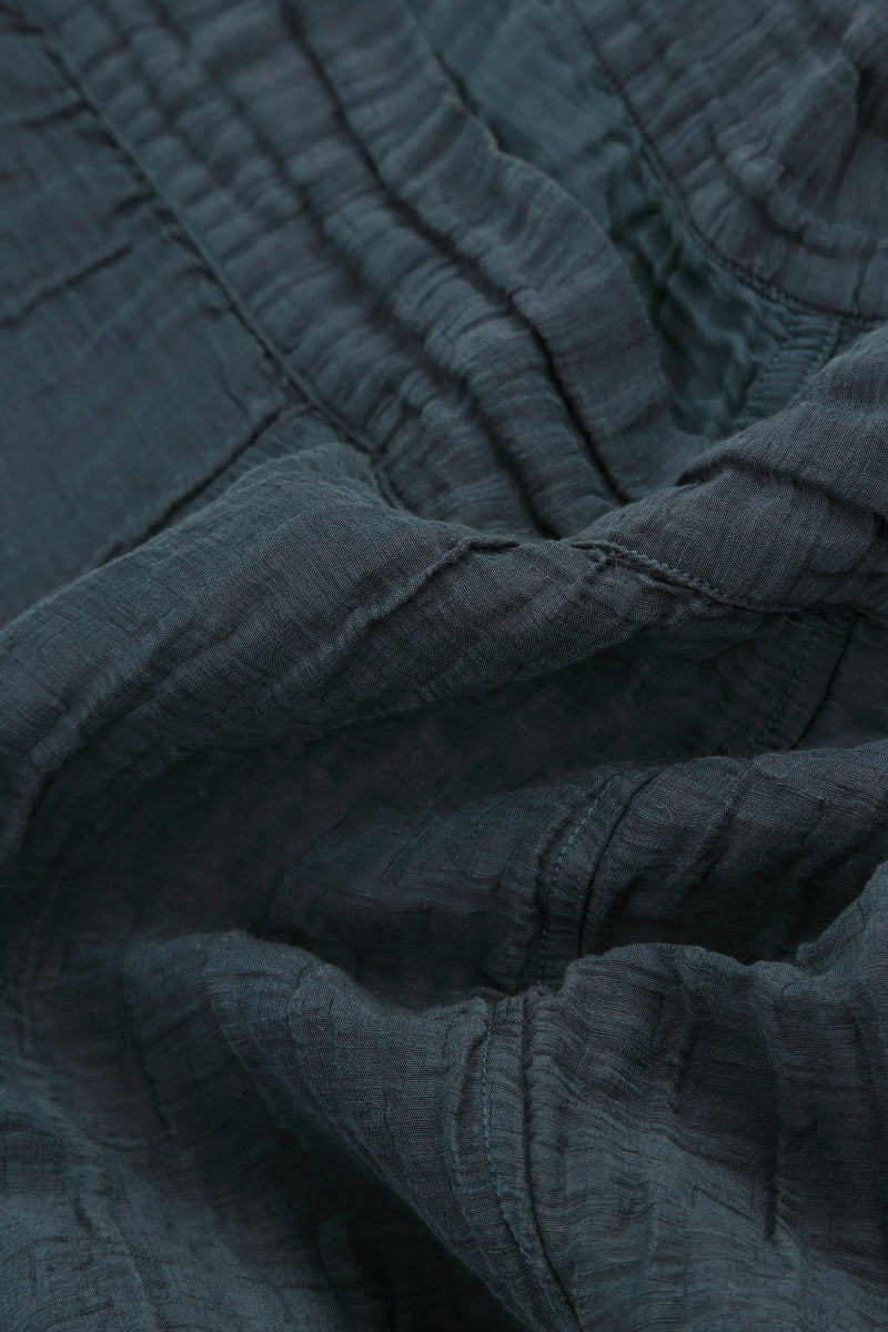 Sleeveless Balloon Crinkled Graphite Silk Linen Dress 5